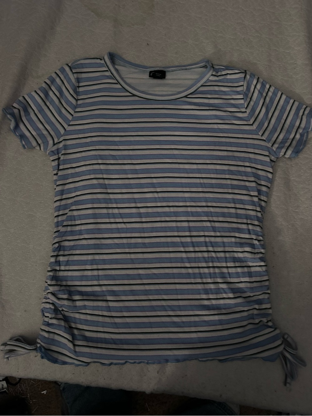 Crew Neck Blue Striped Tshirt